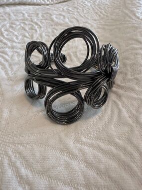 Gunmetal Wire Looped Statement Cuff Bracelet - unique piece!